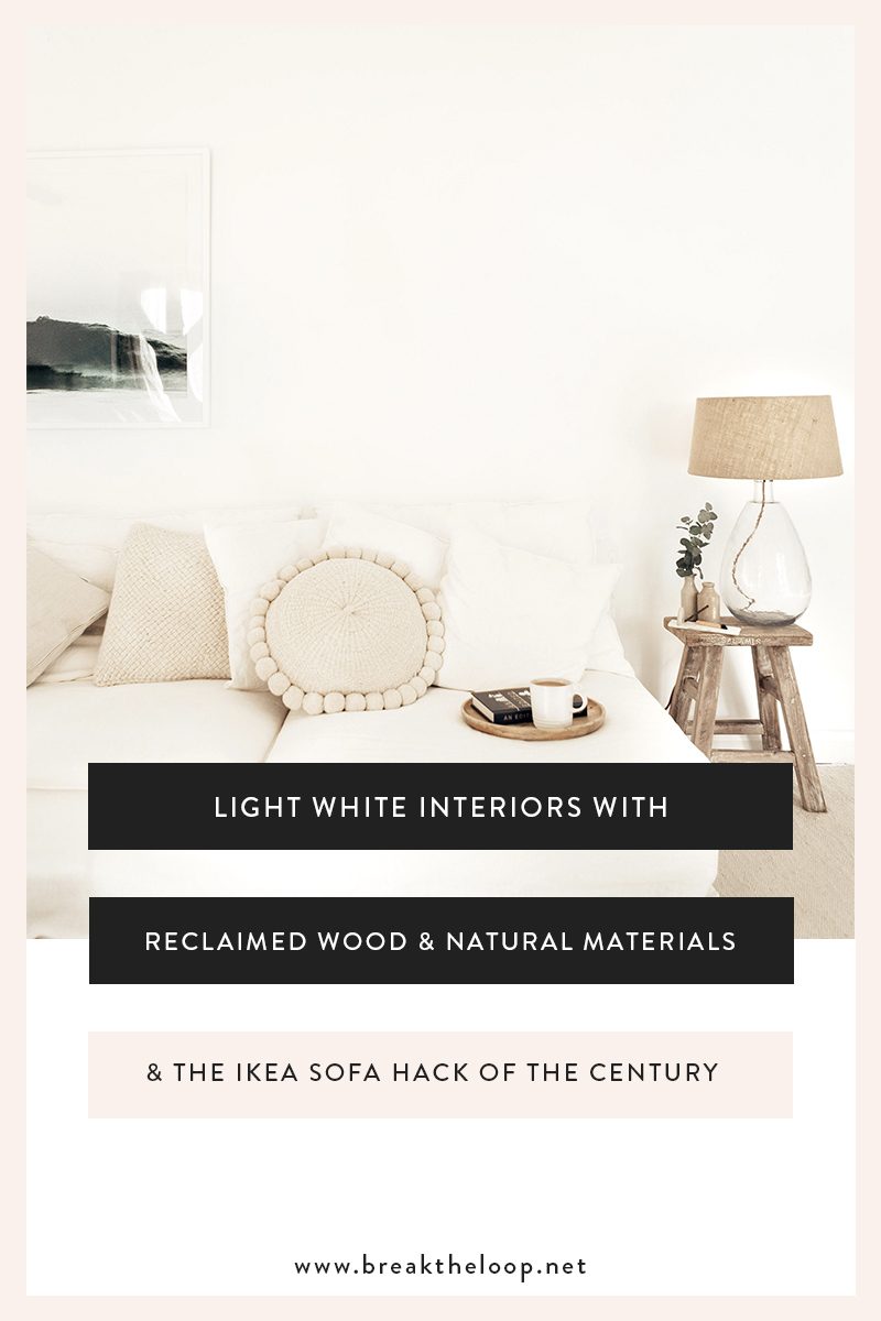 white interior with reclaimed wood and natural materials